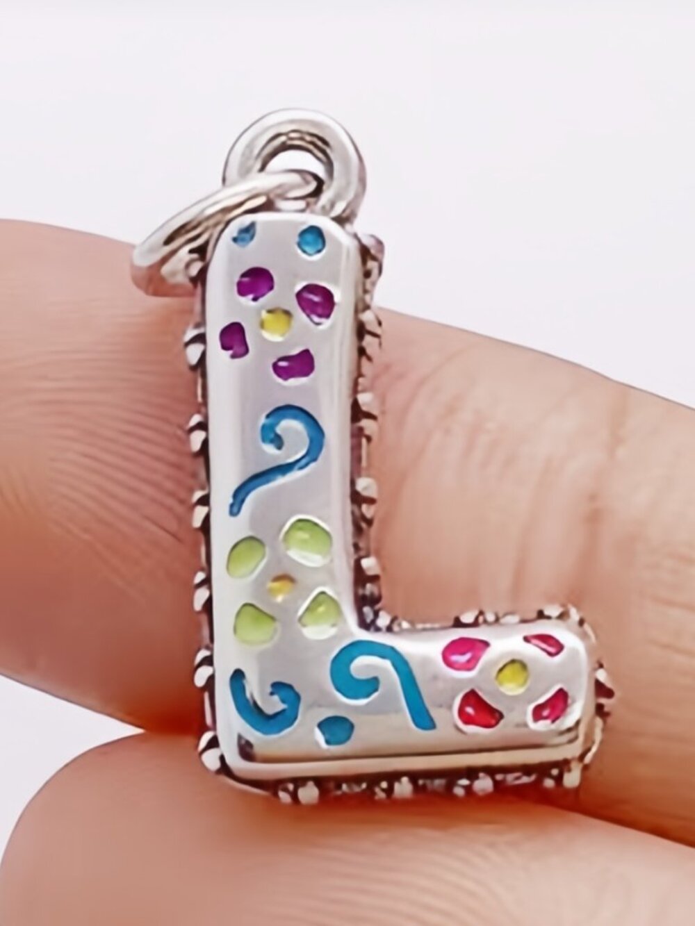 James Avery Enamel Consuela Floral Initial Charm